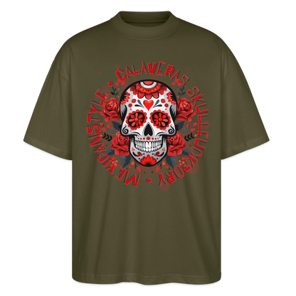 Sugar Skull Rosen Design - Oversized Unisex Bio T-Shirt - Khaki