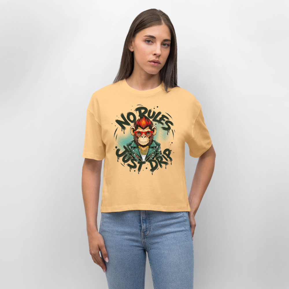 Monkey No Rules Design – Frauen Boxy Bio-T-Shirt - Mispel