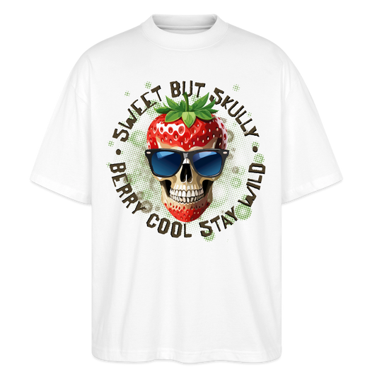 Strawberry Skull Design – Oversized Unisex Bio T-Shirt - Weiß