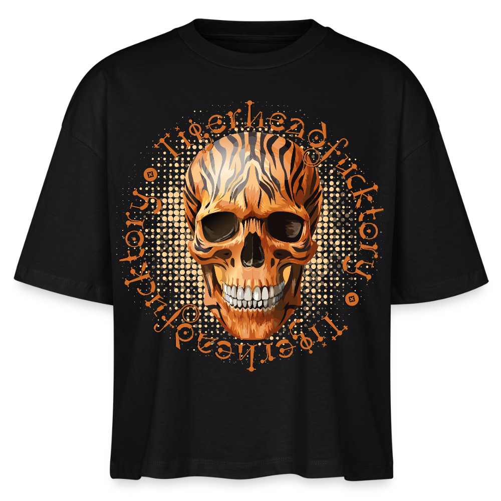 Tiger skull Design – Frauen Boxy Bio-T-Shirt - Schwarz