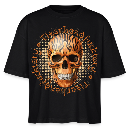 Tiger skull Design – Frauen Boxy Bio-T-Shirt - Schwarz