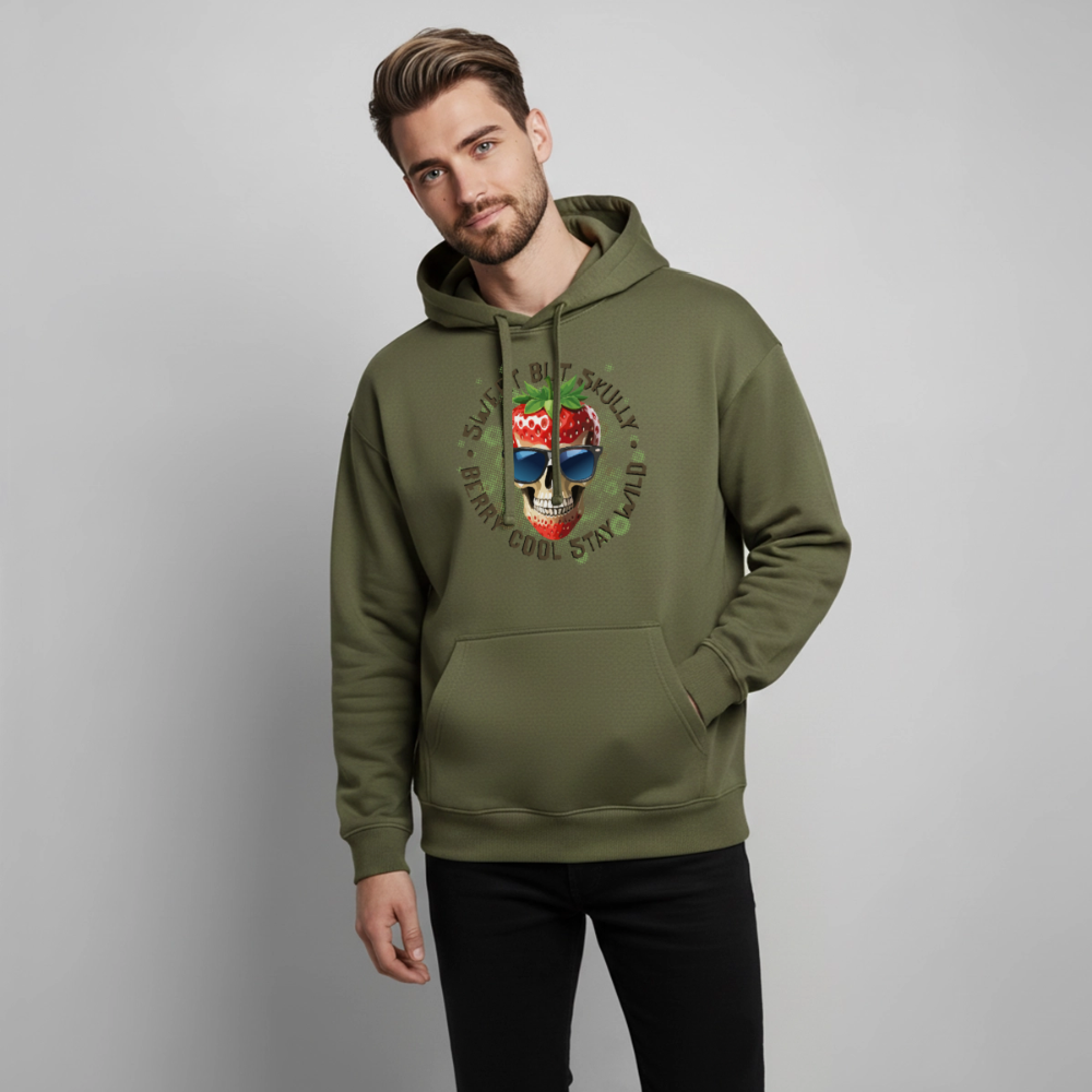 Strawberry Skull Design – Oversized Unisex Hoodie - Khaki