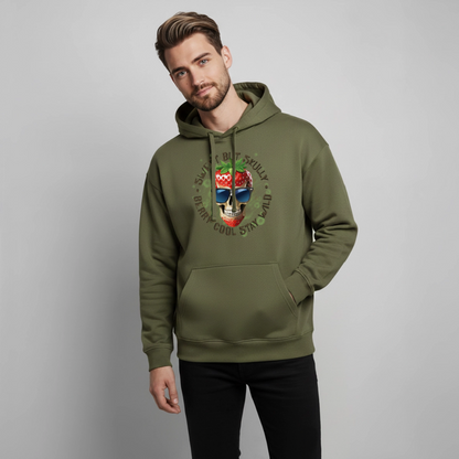 Strawberry Skull Design – Oversized Unisex Hoodie - Khaki