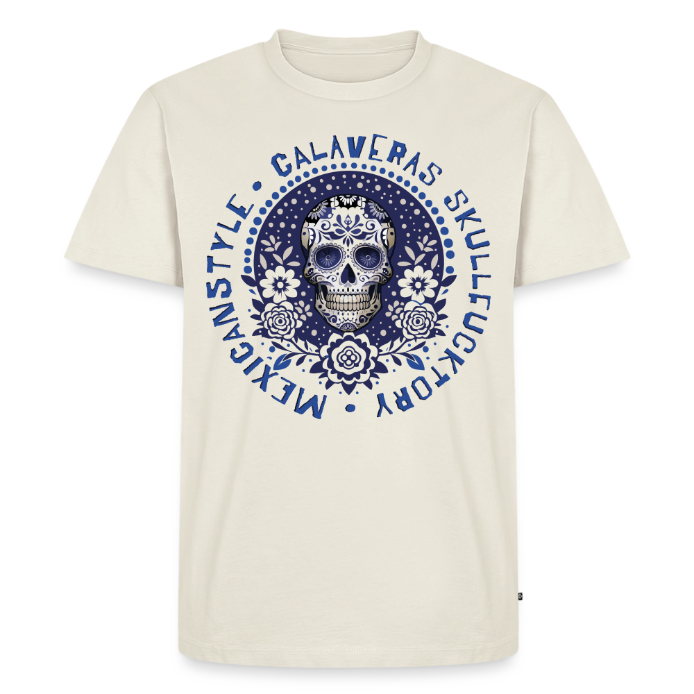 Sugar Skull Blau Design – Männer Premium T-Shirt - Naturweiß