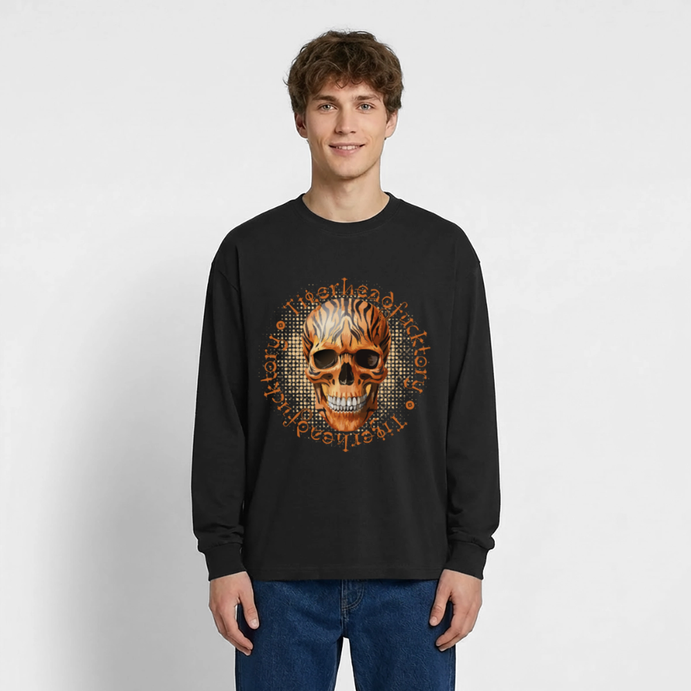 Tiger Skull Design – Oversized Langarmshirt - Schwarz