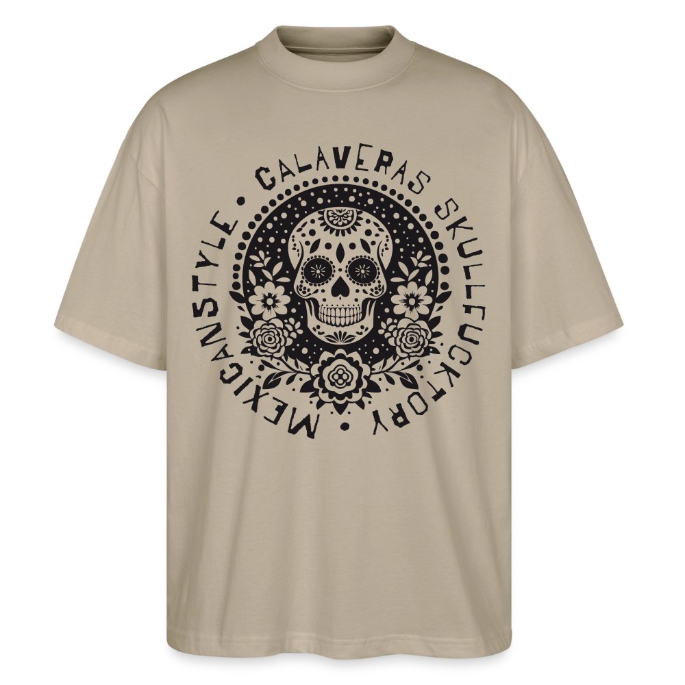 Sugar Skull Black Design - Oversized Unisex Bio T-Shirt - Steingrau
