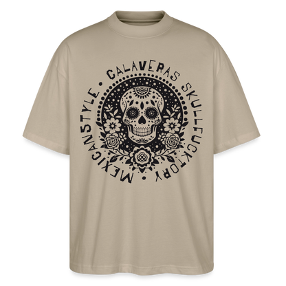 Sugar Skull Black Design - Oversized Unisex Bio T-Shirt - Steingrau