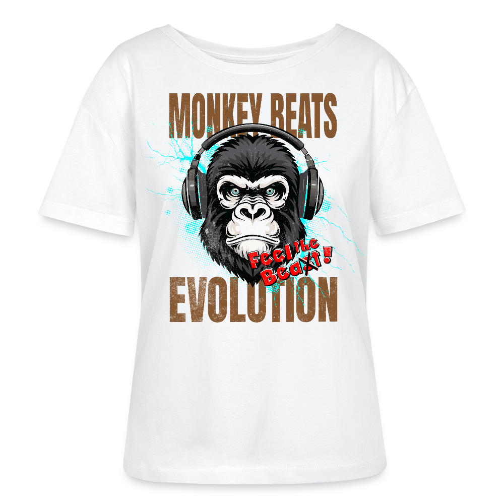 Monkey Beats Design – Rundhals Frauen Bio-T-Shirt - Weiß