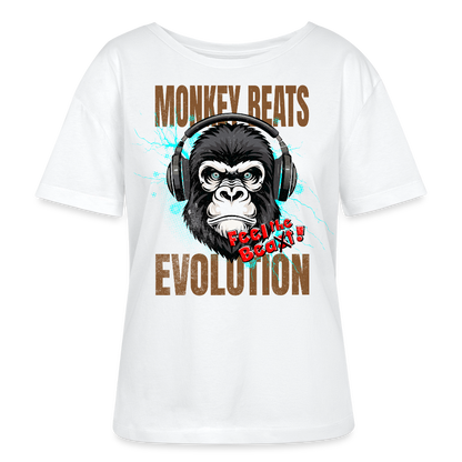 Monkey Beats Design – Rundhals Frauen Bio-T-Shirt - Weiß