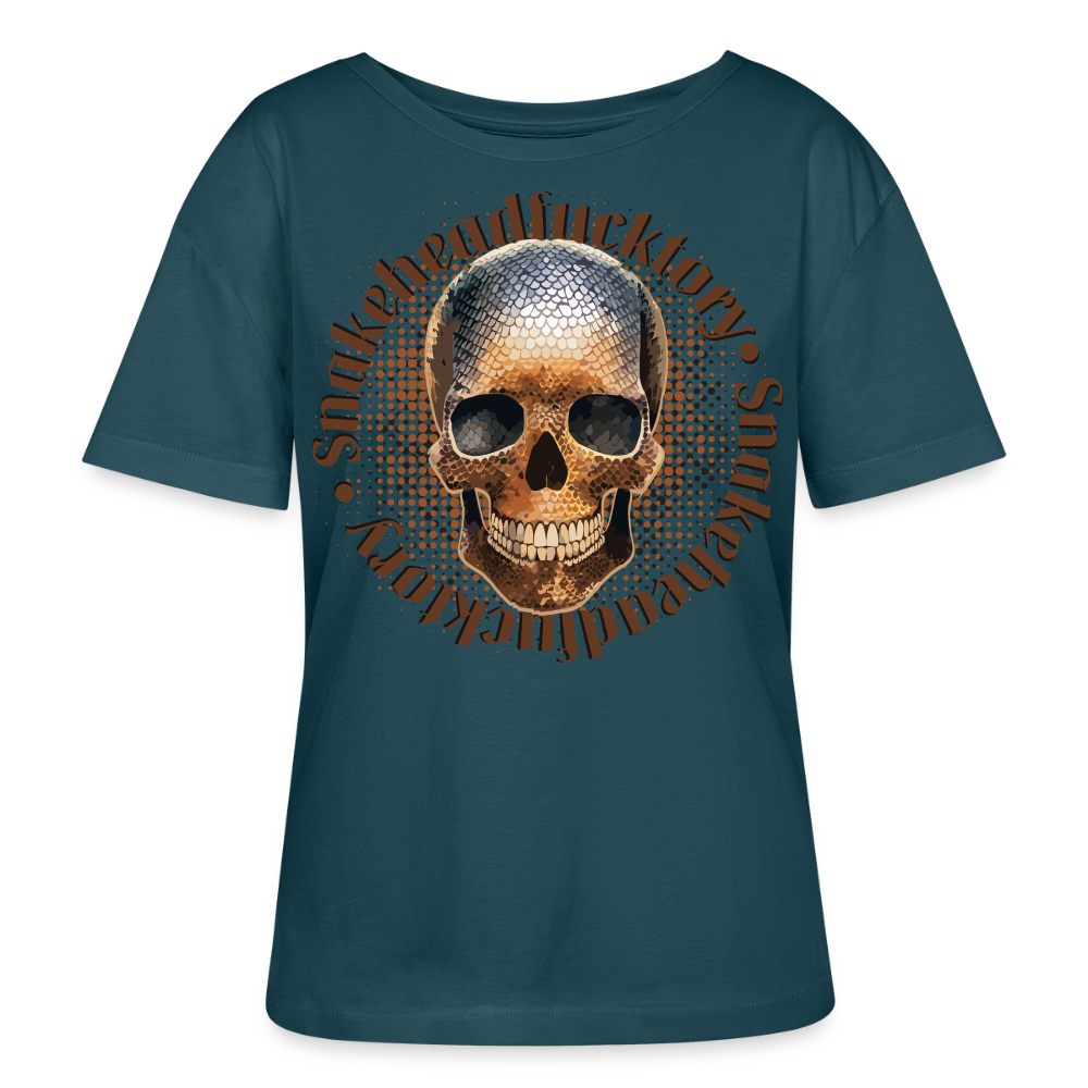 Sande Skull Design – Rundhals Frauen Bio-T-Shirt - Dunkles Petrol