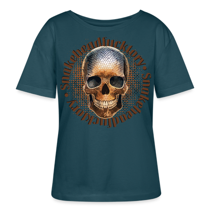 Sande Skull Design – Rundhals Frauen Bio-T-Shirt - Dunkles Petrol