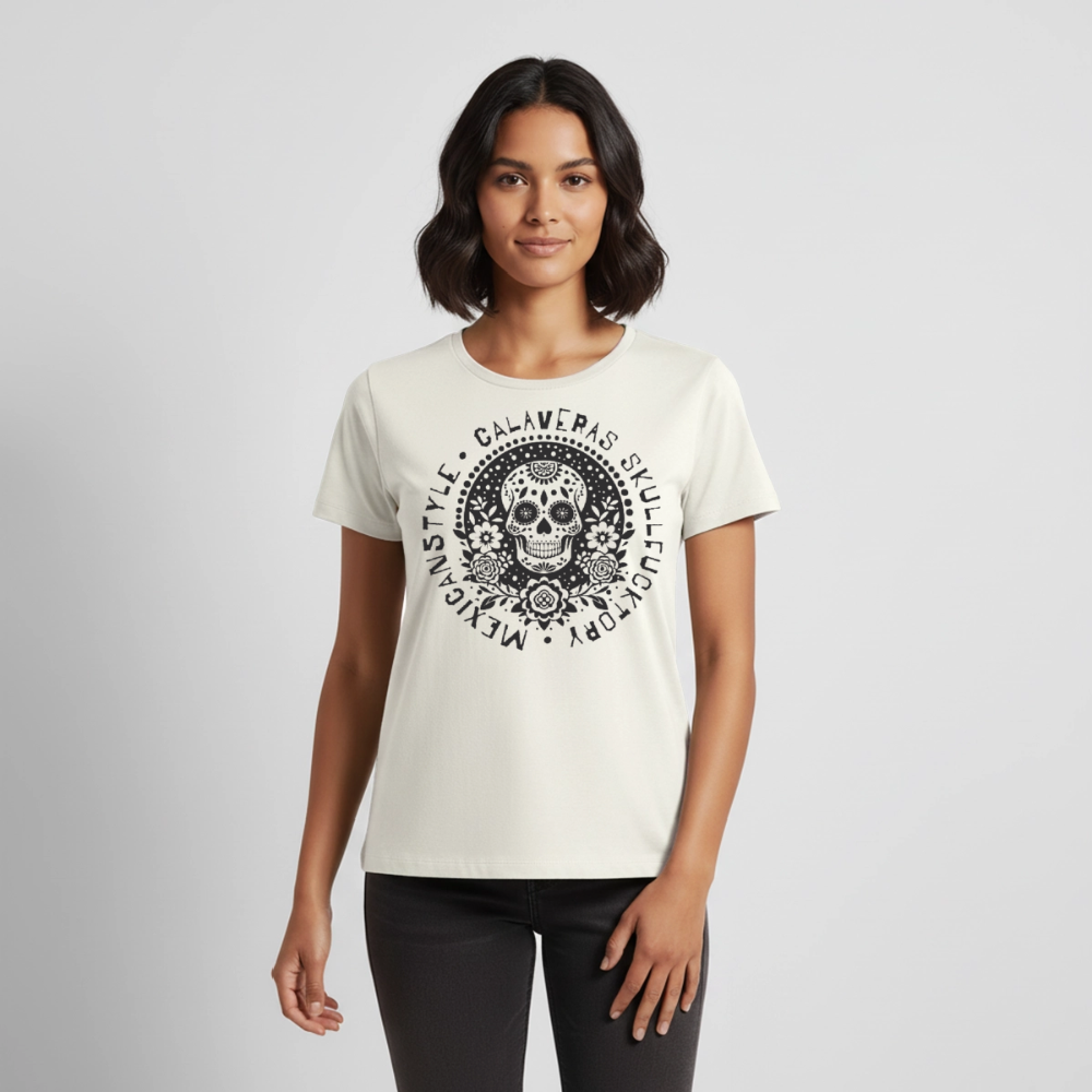 Sugar Skull Black Design - Frauen Premium T-Shirt - Naturweiß