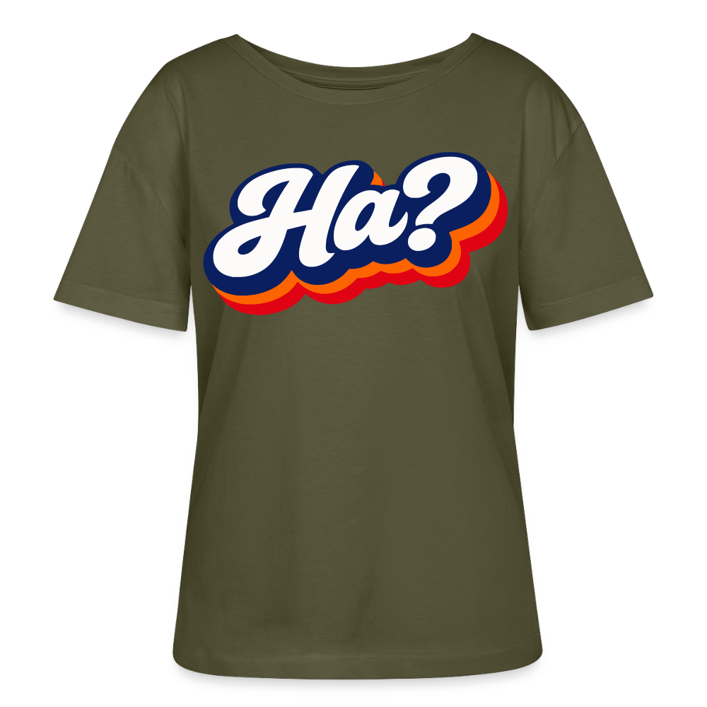 Ha? Design – Rundhals Frauen Bio-T-Shirt - Khaki