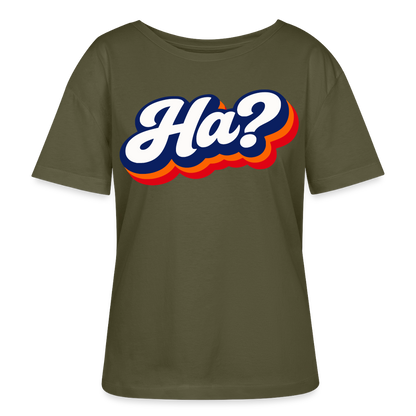 Ha? Design – Rundhals Frauen Bio-T-Shirt - Khaki