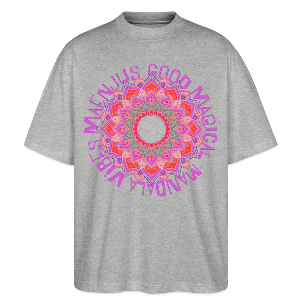 Mandala Pink Design – Oversized Unisex Bio T-Shirt - Grau meliert