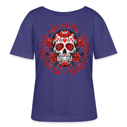 Sugar Skull Rosen Design - Rundhals Frauen Bio-T-Shirt - Dämmerung