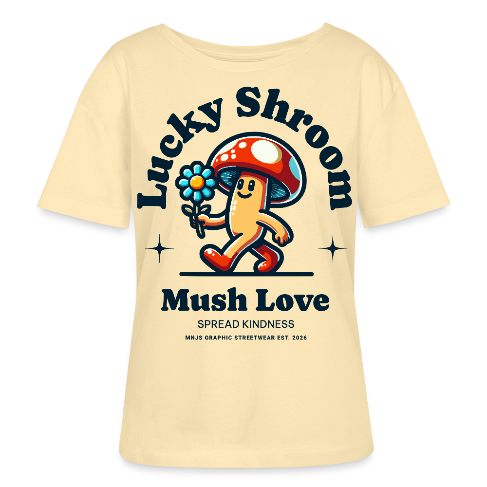 Lucky Shroom Design – Rundhals Frauen Bio-T-Shirt - Creme