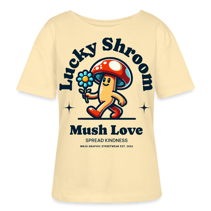 Lucky Shroom Design – Rundhals Frauen Bio-T-Shirt - Creme