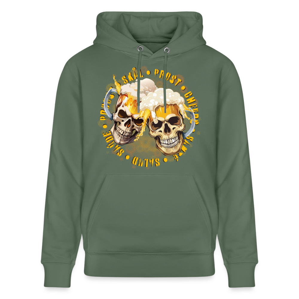 Party Skull Design – Unisex Bio-Hoodie - Tanngrün