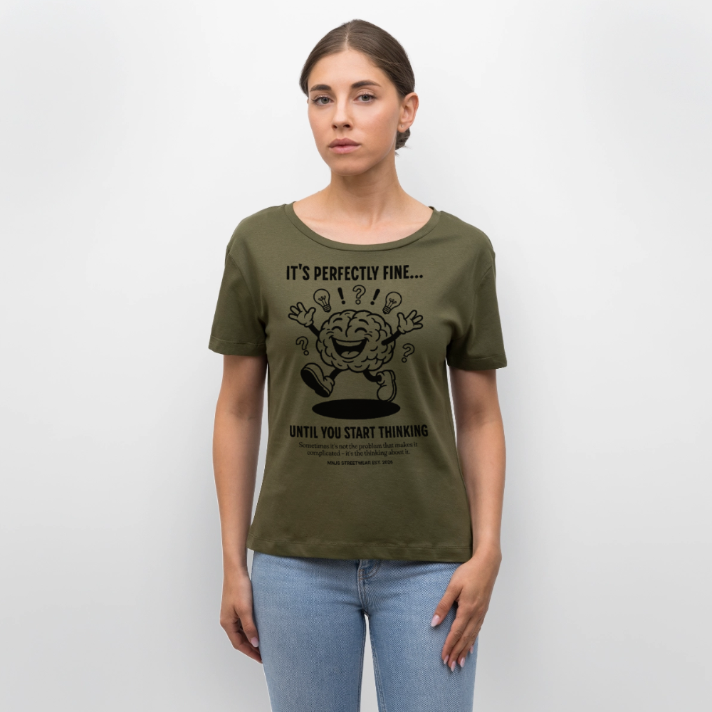 Brain Design – Rundhals Frauen Bio-T-Shirt - Khaki