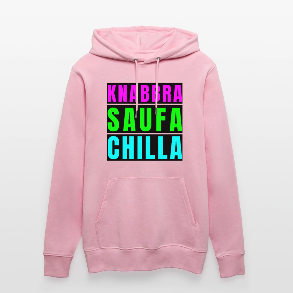 Knabbra Saufa Chilla Design – Unisex Bio-Hoodie - Hellrosa