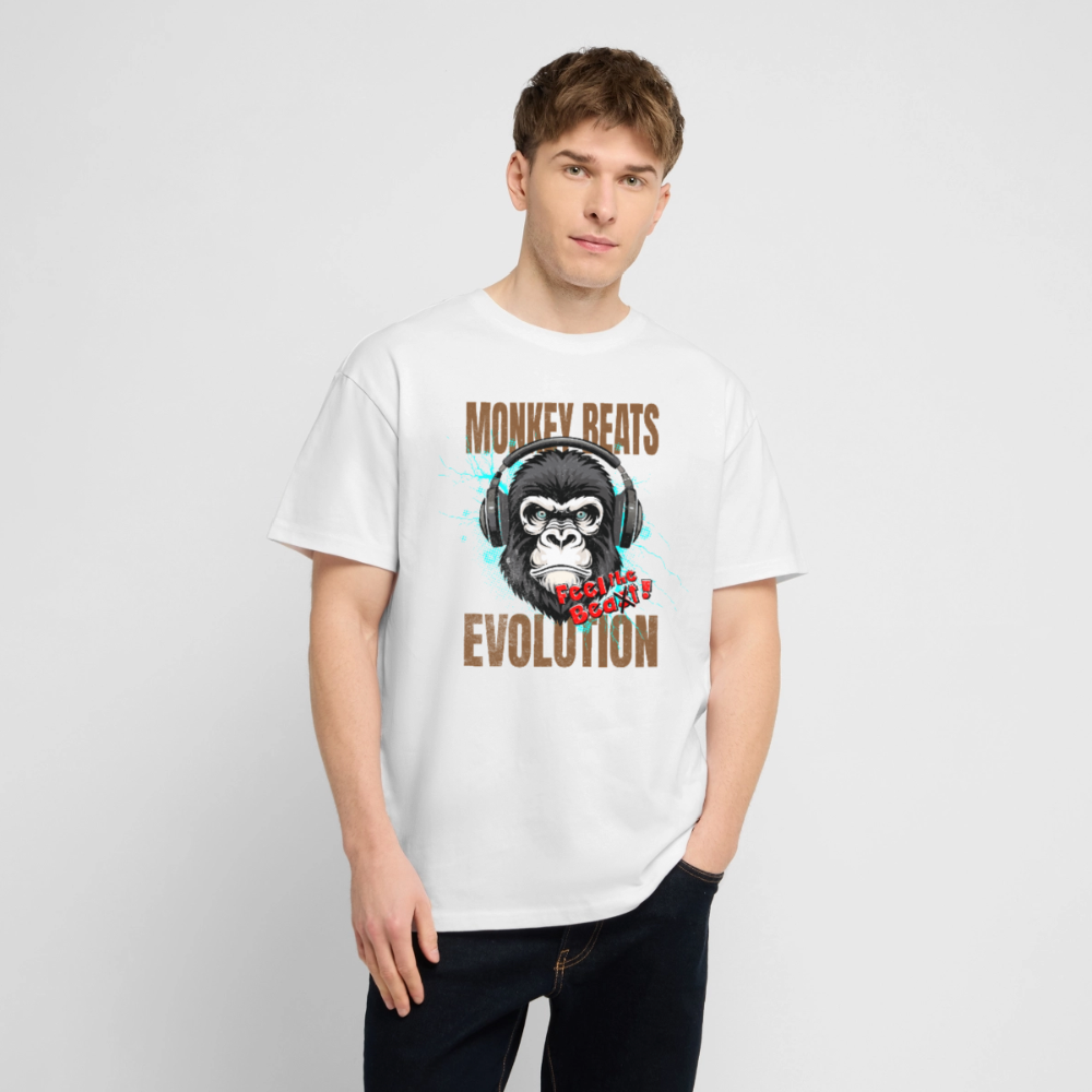 Monkey Beats Design – Oversized Unisex Bio T-Shirt - Weiß