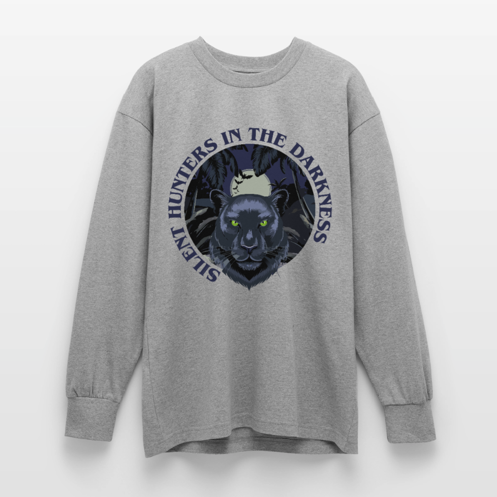 Silent Hunter Design – Oversized Langarmshirt - Grau meliert