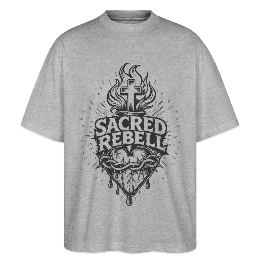 Sacred Rebell Design – Oversized Unisex Bio T-Shirt - Grau meliert