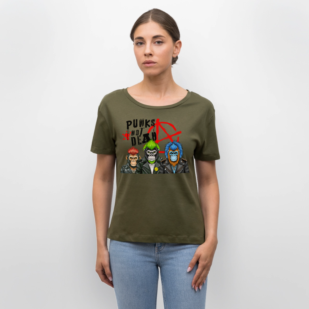 Punks Not Dead Design – Rundhals Frauen Bio-T-Shirt - Khaki