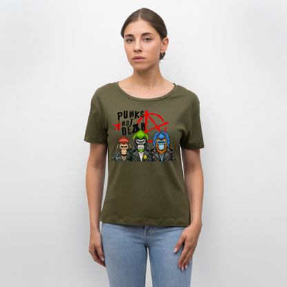 Punks Not Dead Design – Rundhals Frauen Bio-T-Shirt - Khaki