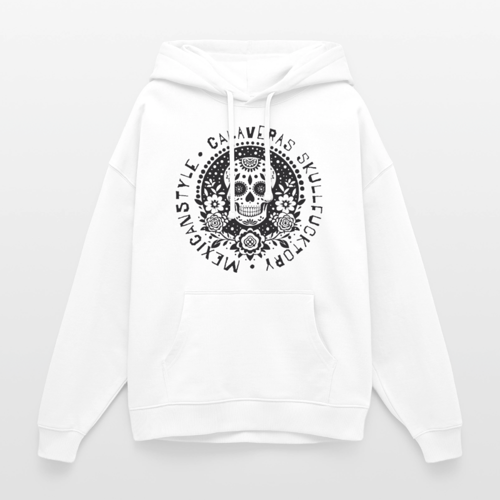 Sugar Skull Black Design - Oversized Unisex Hoodie - Weiß