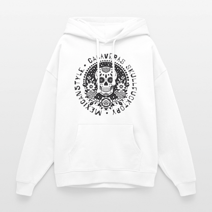 Sugar Skull Black Design - Oversized Unisex Hoodie - Weiß