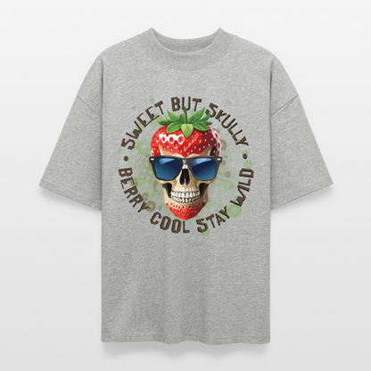 Strawberry Skull Design – Oversized Unisex Bio T-Shirt - Grau meliert
