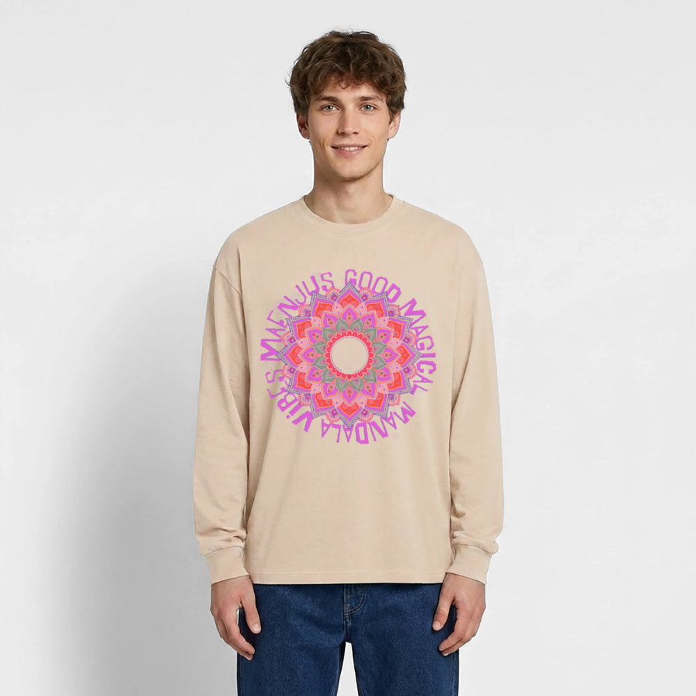 Mandala Pink Design – Oversized Langarmshirt - Sand