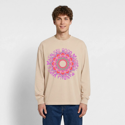 Mandala Pink Design – Oversized Langarmshirt - Sand
