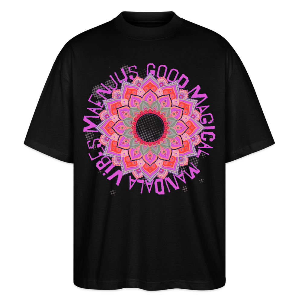 Mandala Pink Design – Oversized Unisex Bio T-Shirt - Schwarz