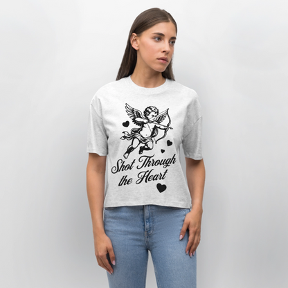 Amor Design – Frauen Boxy Bio-T-Shirt - Weiß meliert