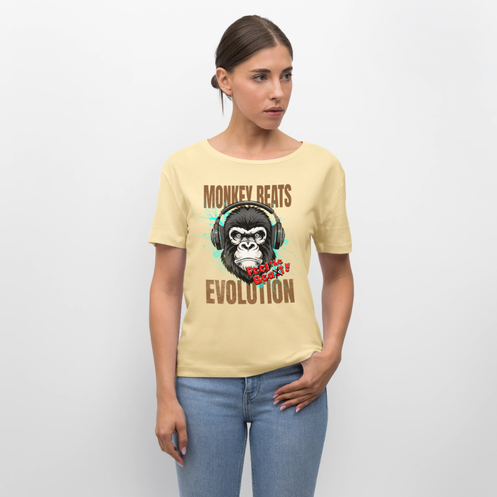 Monkey Beats Design – Rundhals Frauen Bio-T-Shirt - Creme