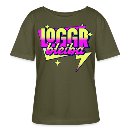 Logo bleibt Design – Rundhals Frauen Bio-T-Shirt - Khaki
