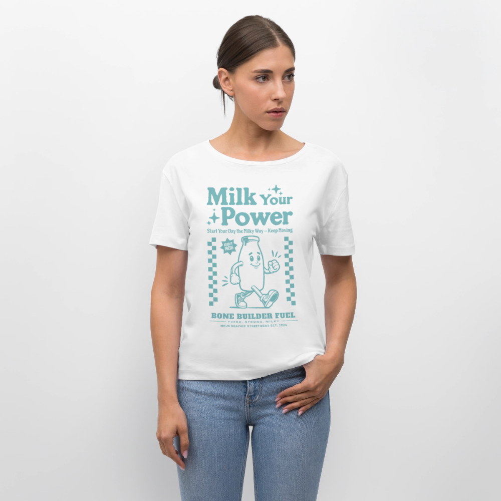 Milk Your Power Design – Rundhals Frauen Bio-T-Shirt - Weiß