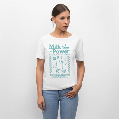 Milk Your Power Design – Rundhals Frauen Bio-T-Shirt - Weiß