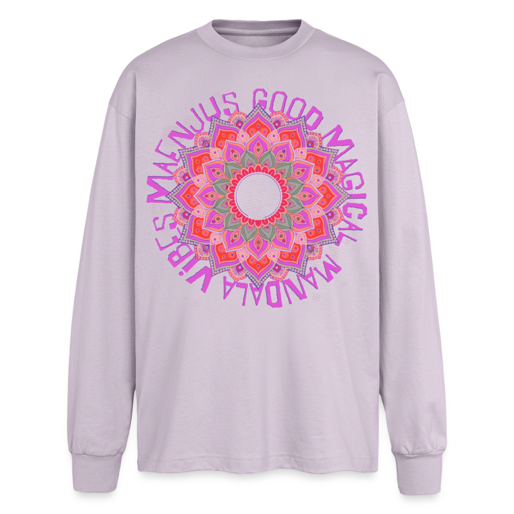 Mandala Pink Design – Oversized Langarmshirt - verblasstes Lila