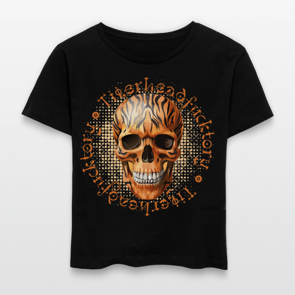 Tiger Skull Design – Rundhals Frauen Bio-T-Shirt - Schwarz