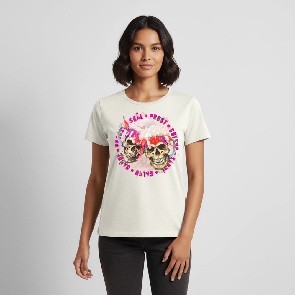 Party Skull Design Pink – Frauen Premium T-Shirt - Naturweiß