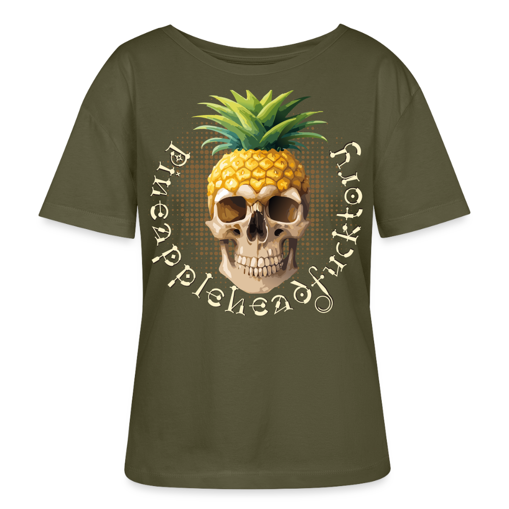Pineapple Skull Design - Rundhals Frauen Bio-T-Shirt - Khaki