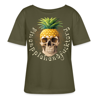 Pineapple Skull Design - Rundhals Frauen Bio-T-Shirt - Khaki
