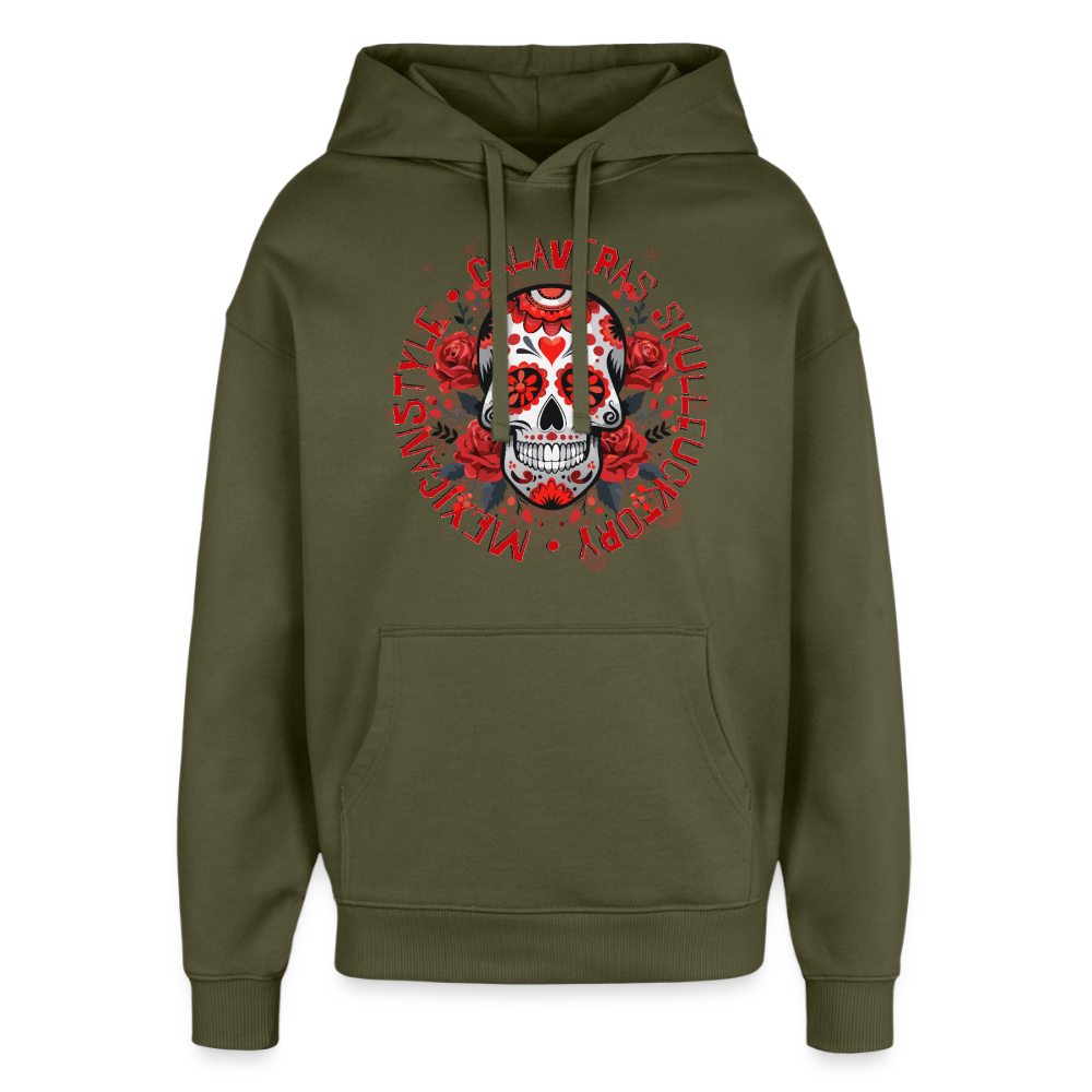 Sugar Skull Rosen Design - Oversized Unisex Hoodie - Khaki