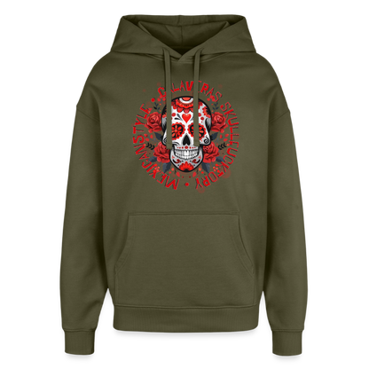 Sugar Skull Rosen Design - Oversized Unisex Hoodie - Khaki