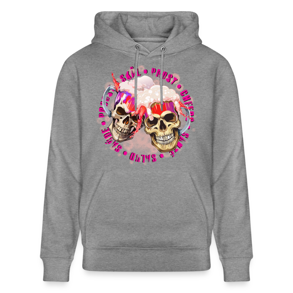 Party Skull Design Pink – Unisex Bio-Hoodie - Hellgrau marmoriert