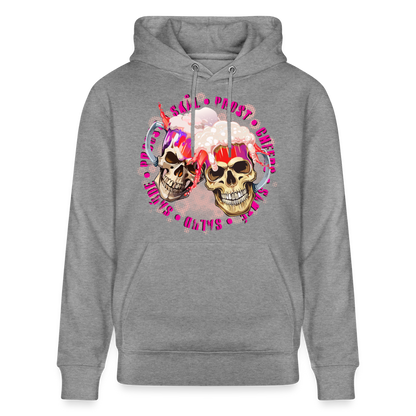 Party Skull Design Pink – Unisex Bio-Hoodie - Hellgrau marmoriert